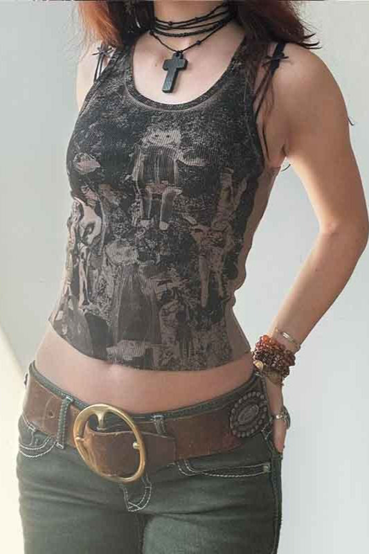 Graphic Collage Scoop Neck Tank Top Secondary image