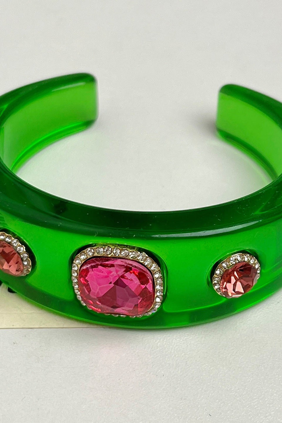 Rhinestone Resin Round Open Bracelet