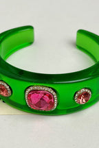 Rhinestone Resin Round Open Bracelet