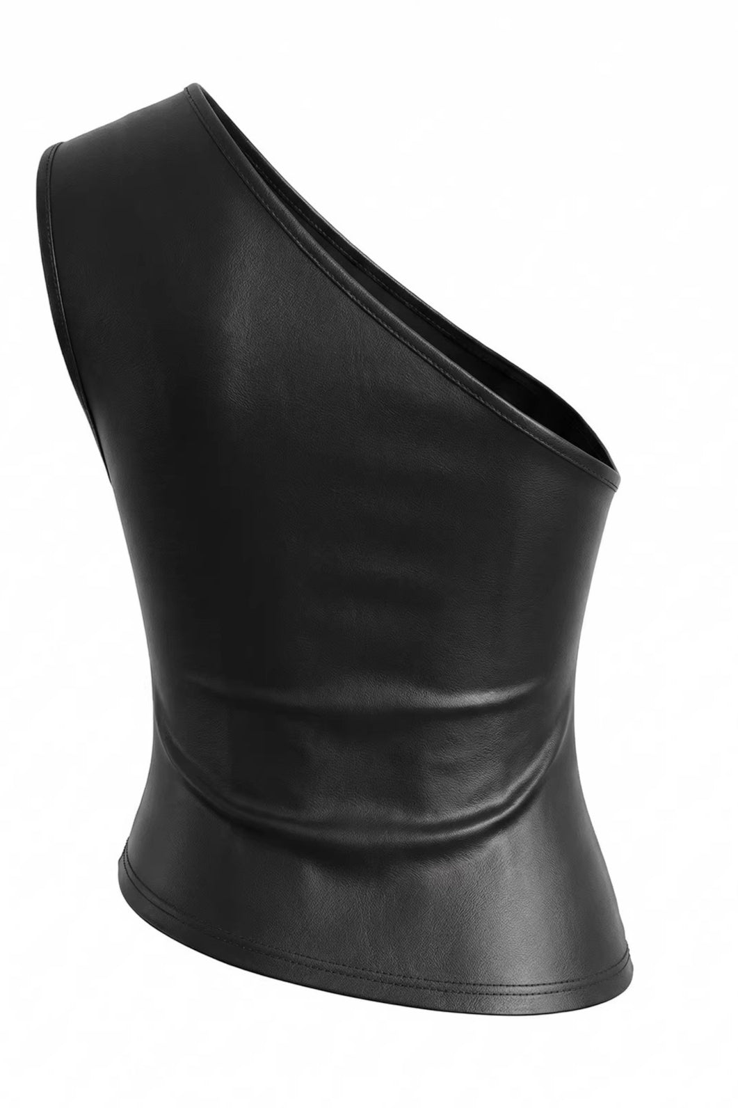 Glossy Ruched One Shoulder Tank Top