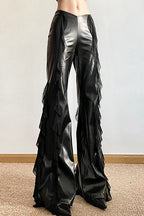 High Waisted Mesh Panel Faux Leather Pants
