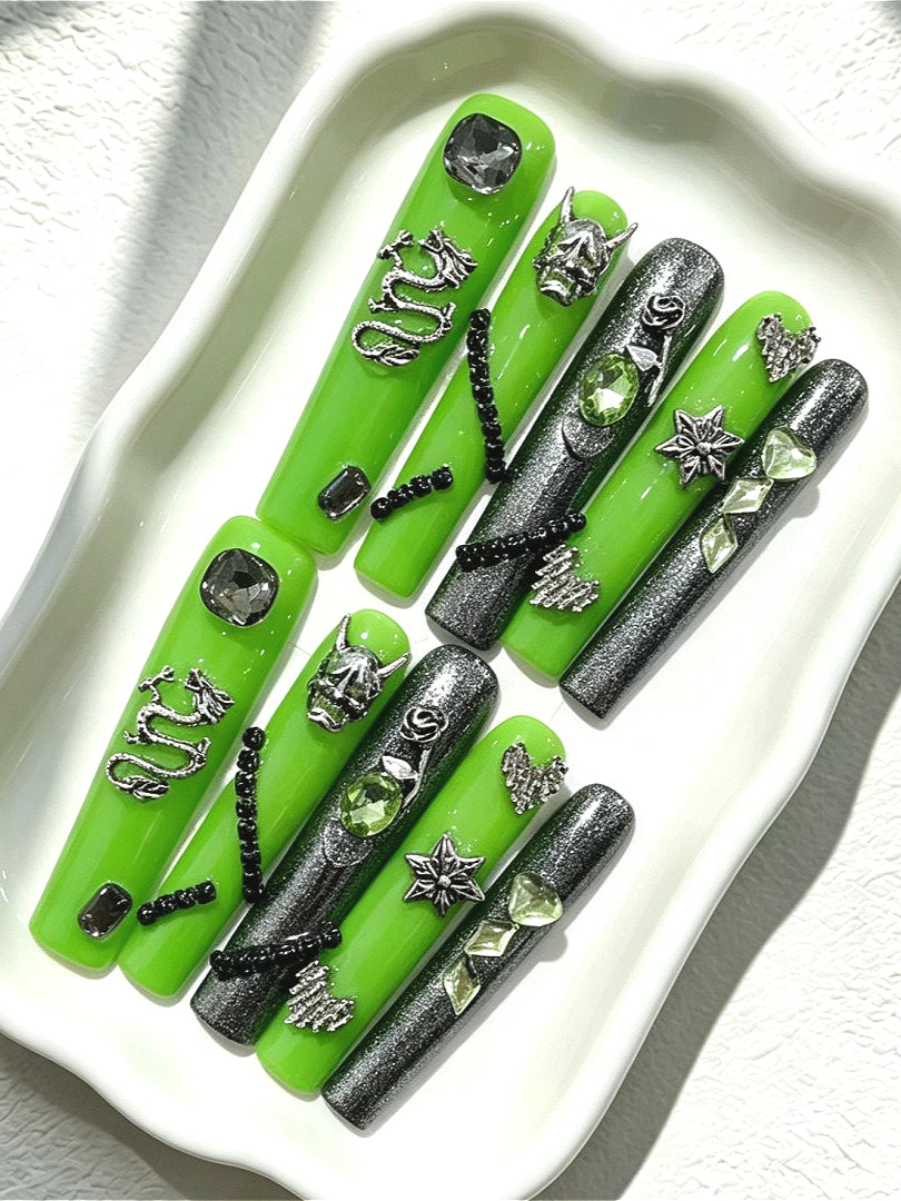 Cyberpunk Beaded Press On Nails