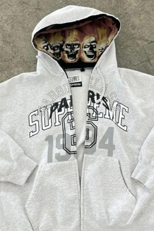 Letter Skull Lined Zip Hoodie Secondary image