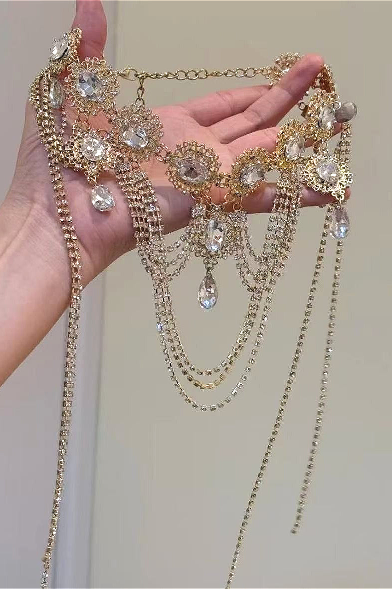 Vintage Multi-layer Stacked Gem Metal Necklace Secondary image