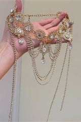 Vintage Multi-layer Stacked Gem Metal Necklace