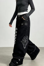 Safety Pin Motif Denim Pants
