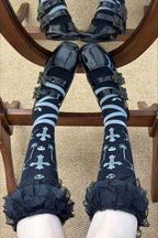 Cross Skull Lace Trim Socks