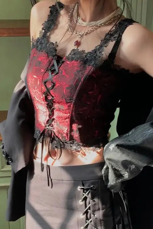 Inner Wear Lace-up Lace Hem Slim Corset Main image