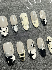 Y2K Croc Print Star Graffiti Press On Nails