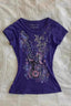 Purple Guitar Printed Ruched T-shirt