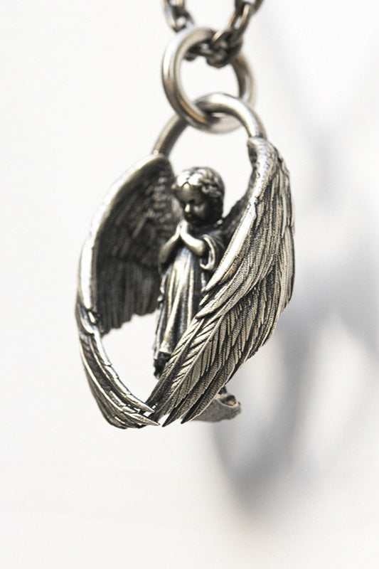 Vintage Praying Angel Pendant Necklace