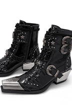 Studded Metal-Toe Cowboy Ankle Boots