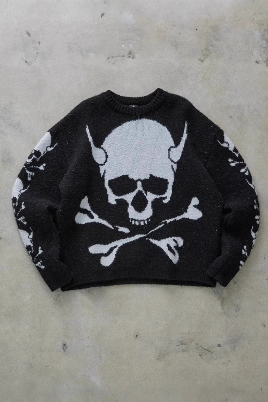 Skull Crossbones Intarsia Sweater