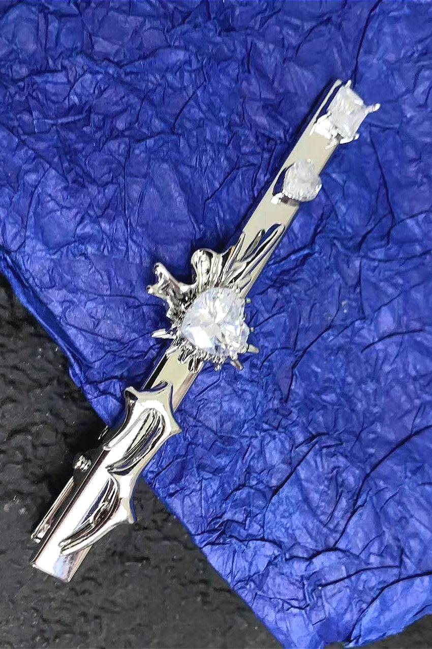 Punk Liquid Rhinestone Heart Duckbill Hair Accs