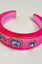 Rhinestone Resin Round Open Bracelet