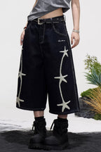 Cropped Star Contrast Stitch Pants