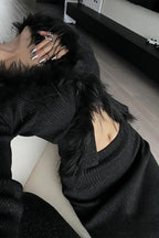 Black Y2k Chic Korean Fashion Long Sleeve Women's Cardigan Sweater