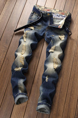 Retro Washed Distressed Denim Pants