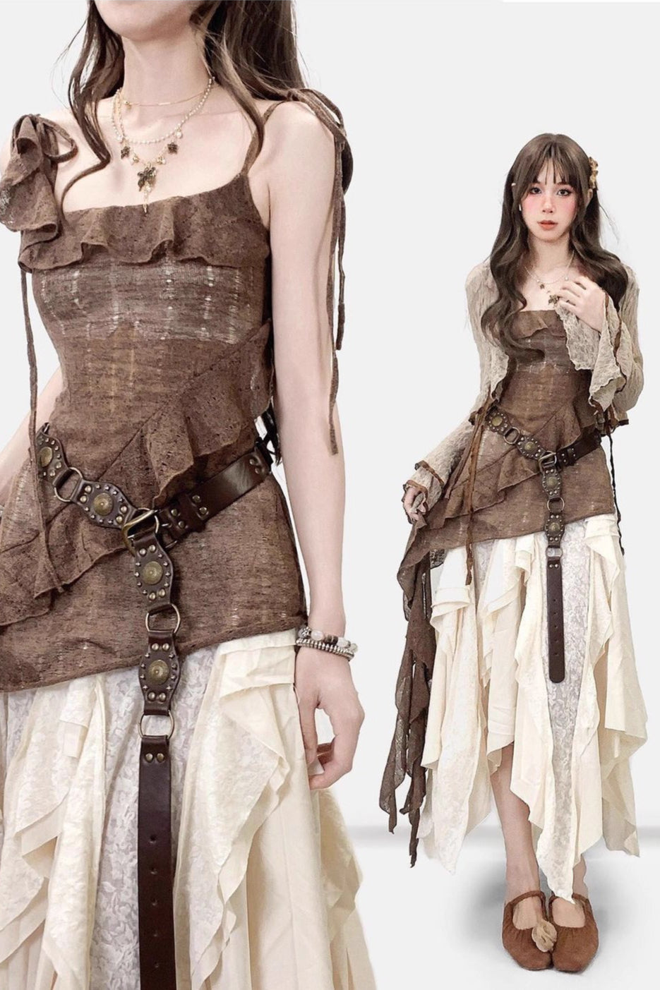 Unique Design Ruffle Asymmetrical Slip Mini Dress