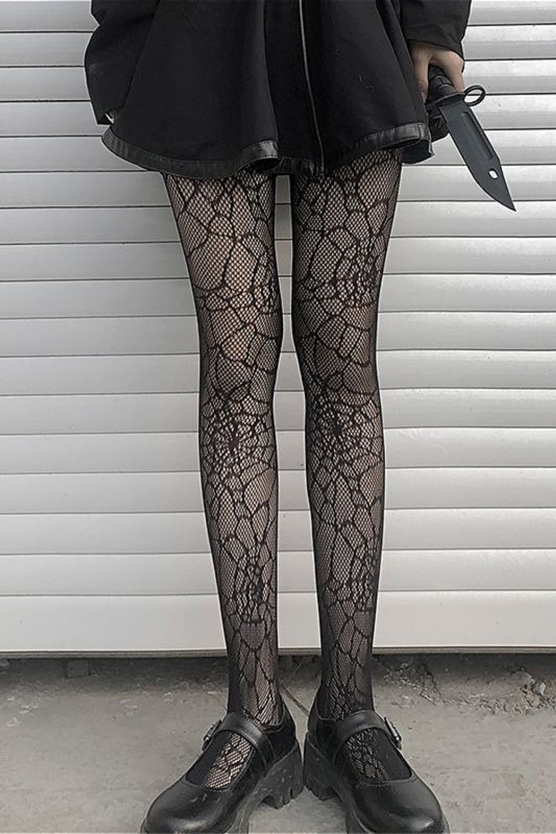 Gothic Dark Hollow Skull Fishnet Tights Secondary image