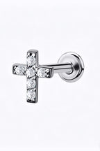 Metal Cross Zircon Lip Stud