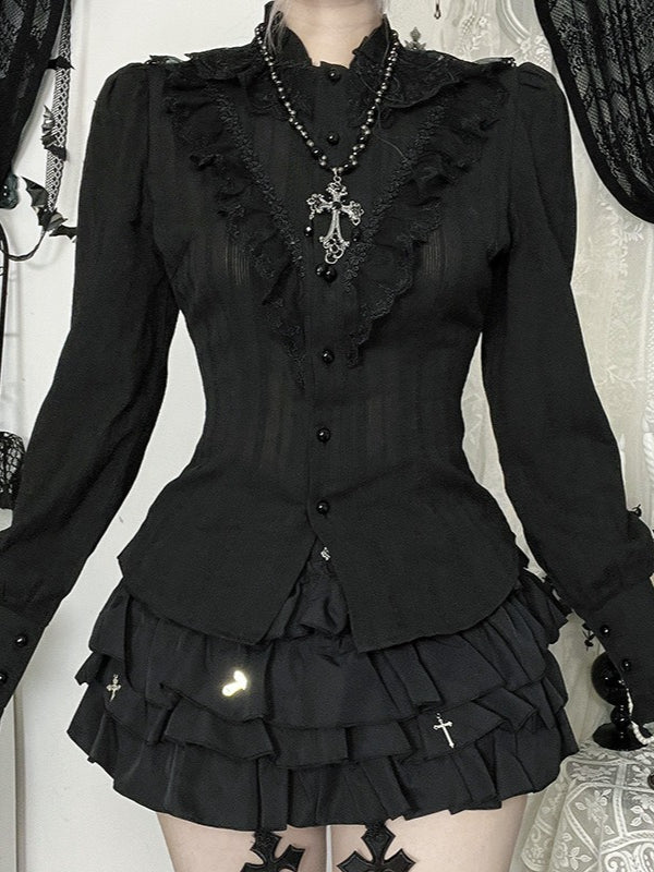 Edgy Dark Slim Long Sleeve Blouse Main image