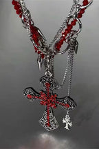 Red Cross Spike Chain Necklaces