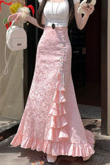 Black Gothic Printed Corset Mermaid Skirt