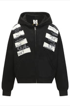Graphic Patch Zip Up Hoodies