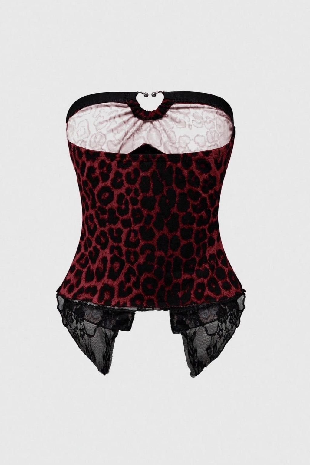 Leopard Lace Hem Tube Top