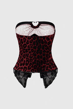 Leopard Lace Hem Tube Top