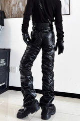 Cyberpunk Rock Ruched Stacked Pants