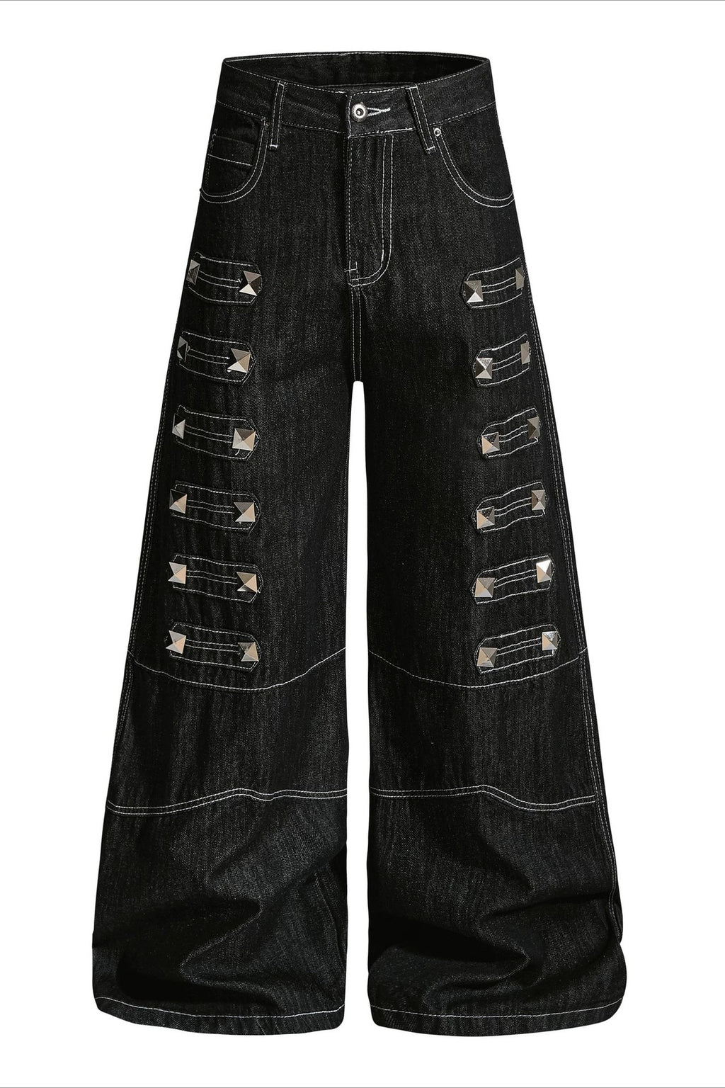Multi Zip Pocket Wide Leg Cargo Jeans