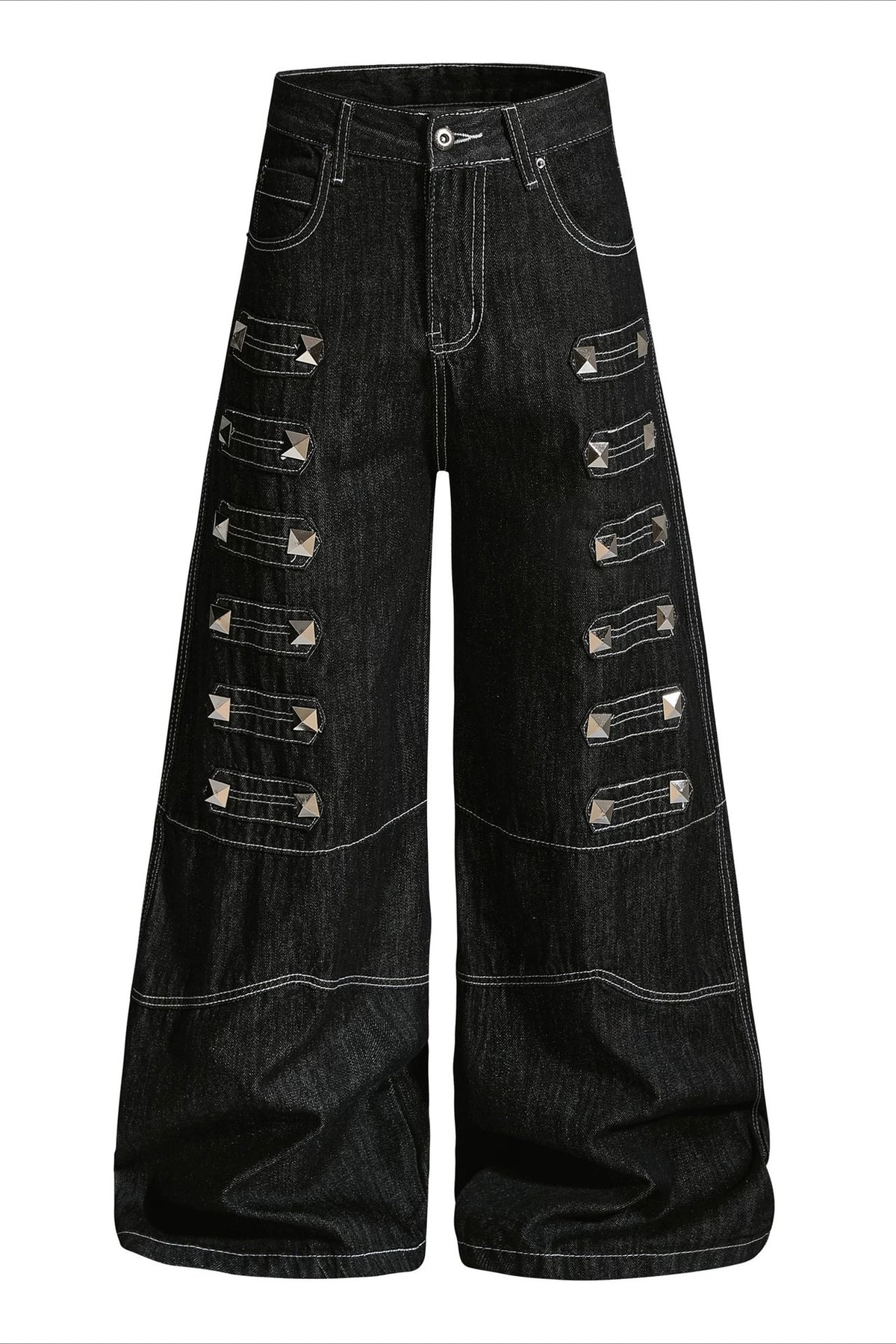 Multi Zip Pocket Wide Leg Cargo Jeans