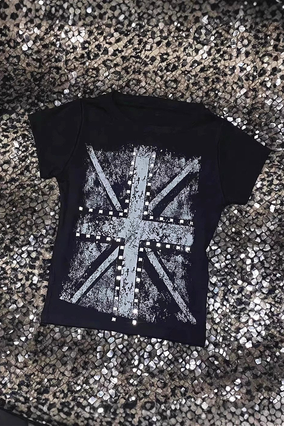 Vintage Street Cross Rhinestone T-shirt