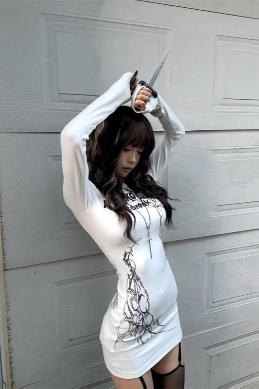 Punk Fitted Long Sleeve Bodycon Mini Dress Secondary image