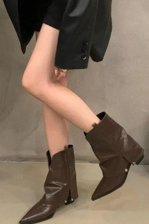 Pointed Toe Folded Shaft Boots Secondary image