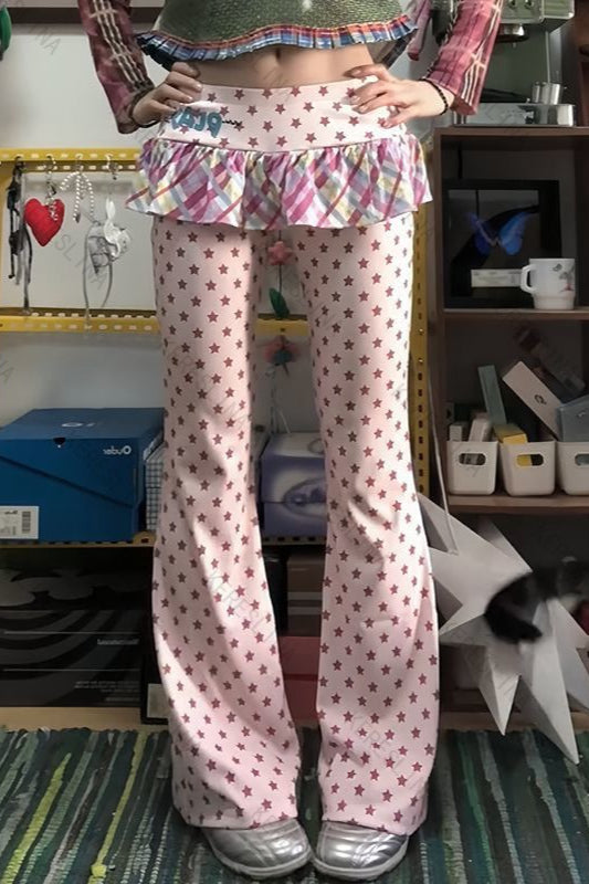 Polka Dot Layered Flared Pants