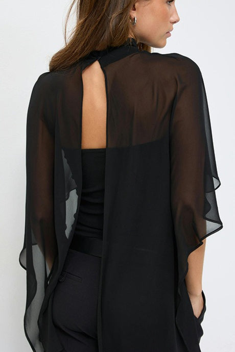 Fitted Bandeau Top with Chiffon Shawl