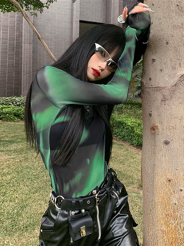 Gradient Tie Dye Mesh Top Secondary image