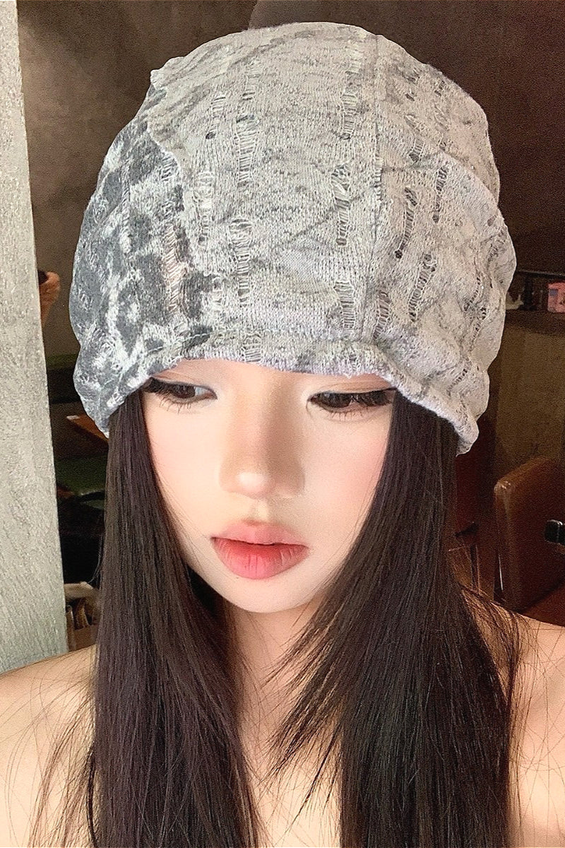 Gray Distressed Holes Slouch Hat