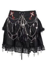 Dark Gothic Cyberpunk Chain Mini Skirt