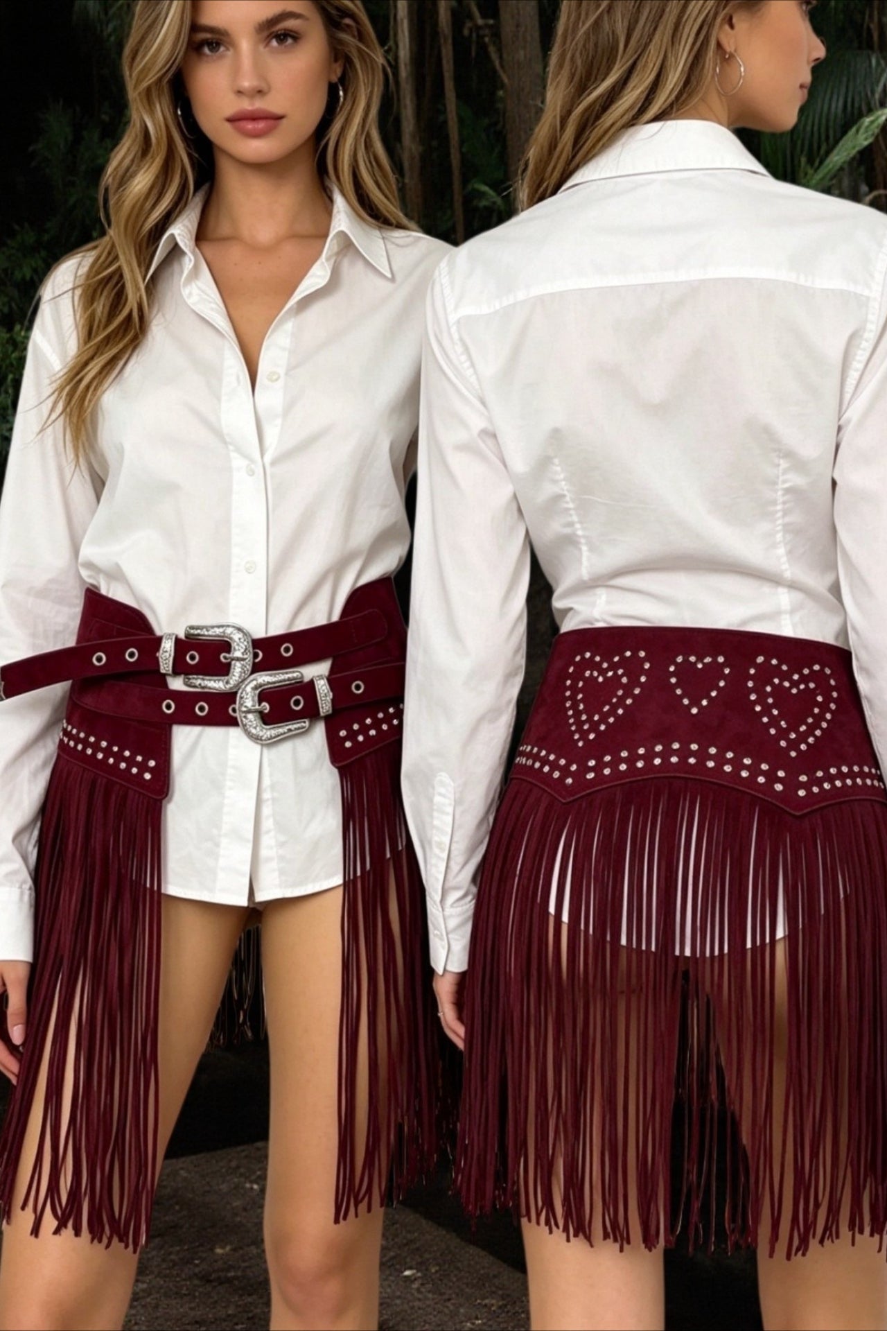 Y2K Elastic Tassel Studded Belt Main image