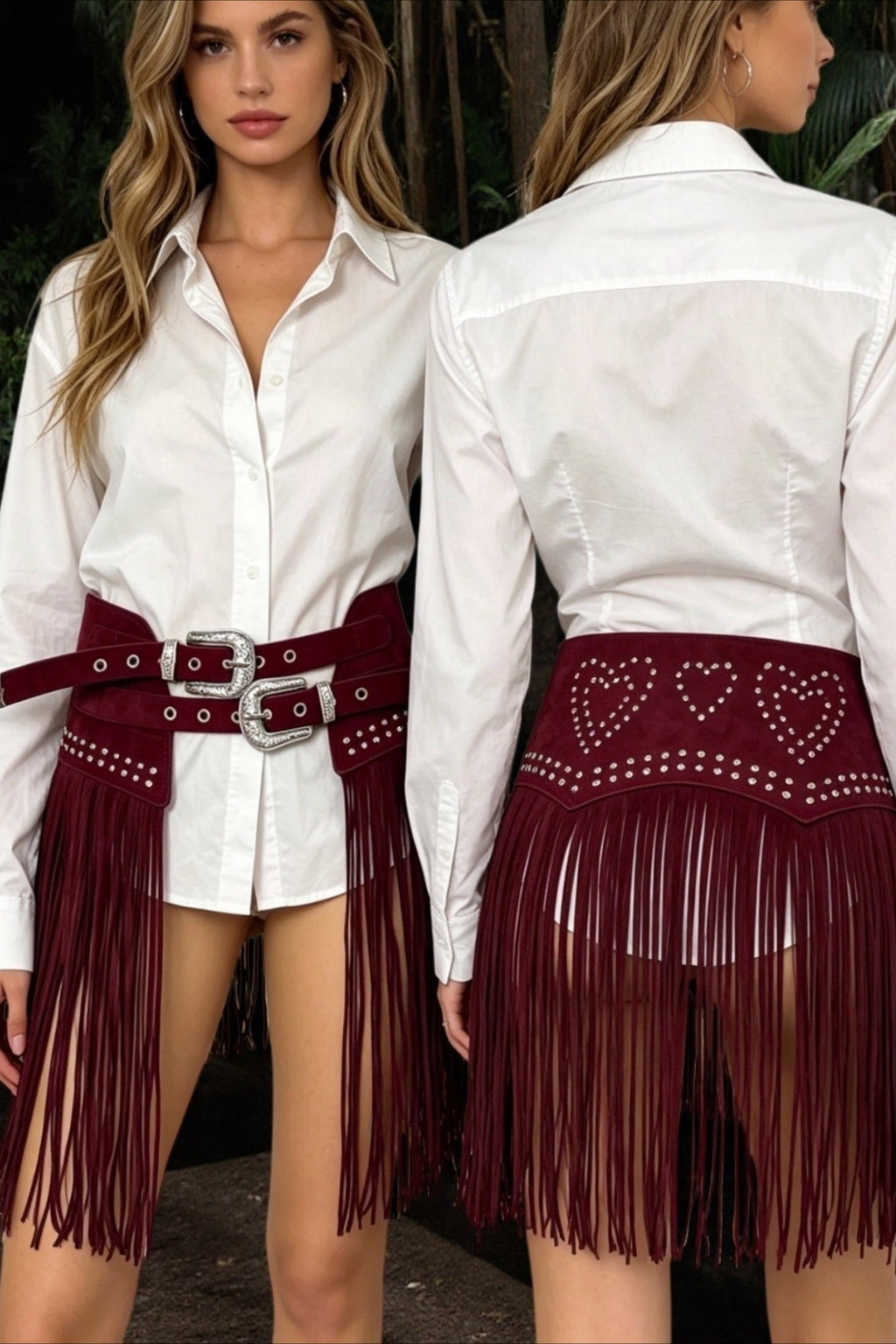 Y2K Elastic Tassel Studded Belt