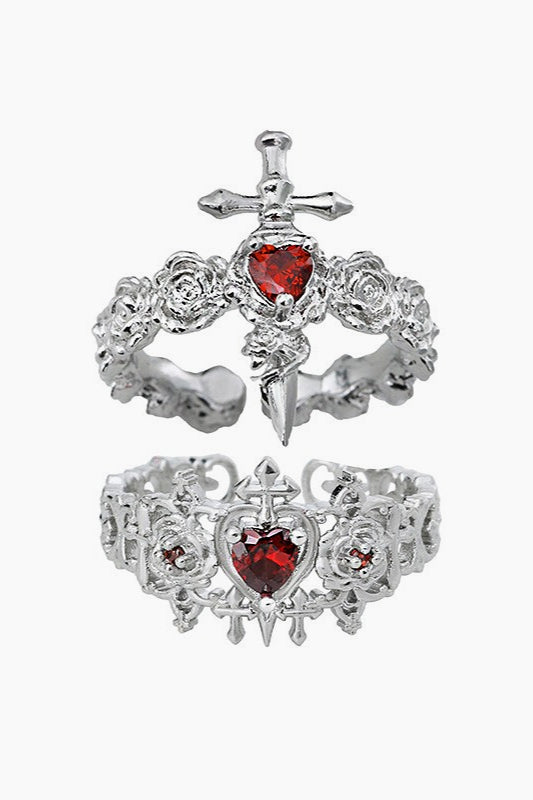 Gothic Rose Cross Sword Heart Ring Secondary image