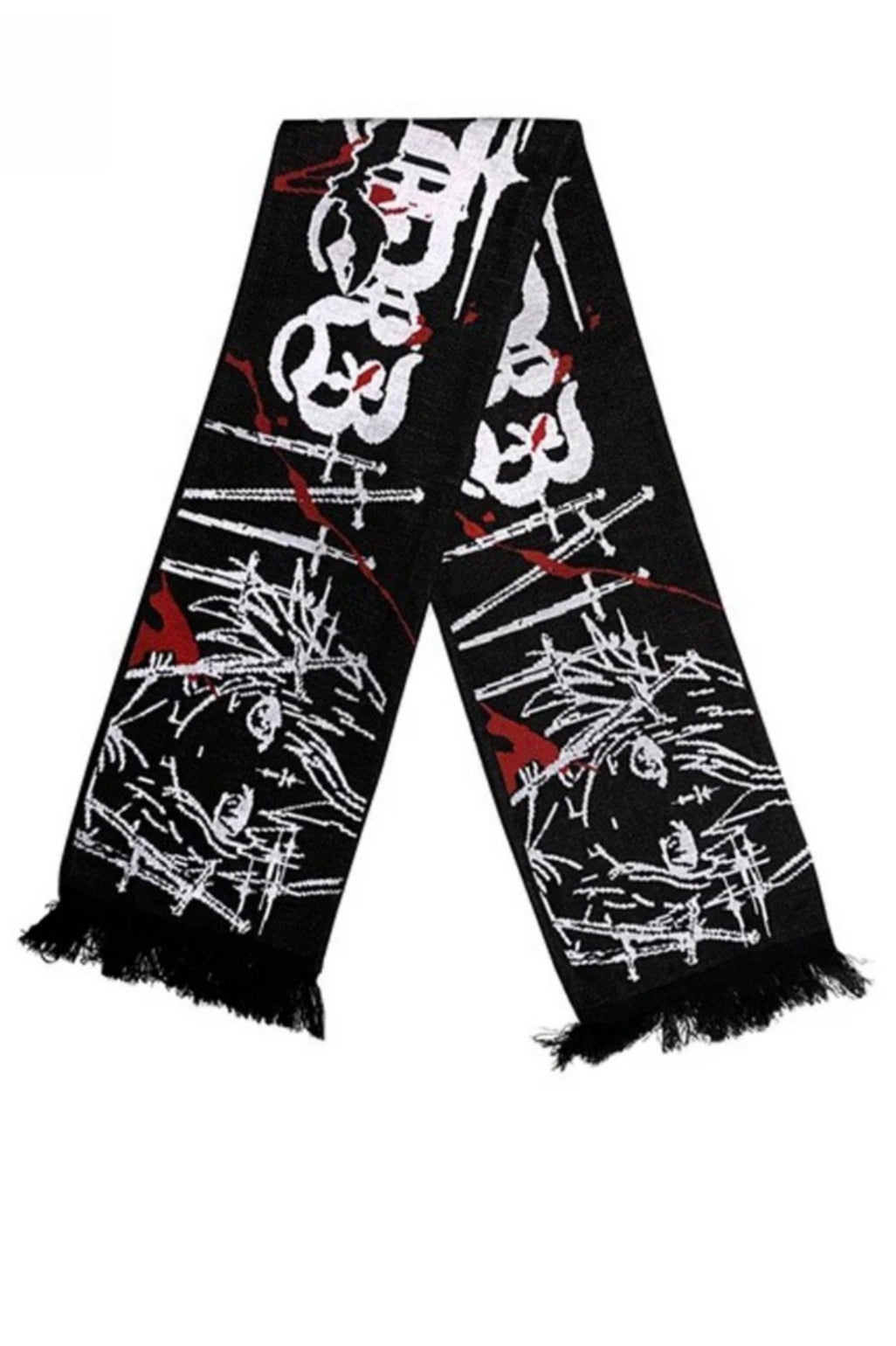 Goth Y2K Letter Graphic Striped Knit Scarf Secondary image