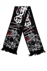 Goth Y2K Letter Graphic Striped Knit Scarf