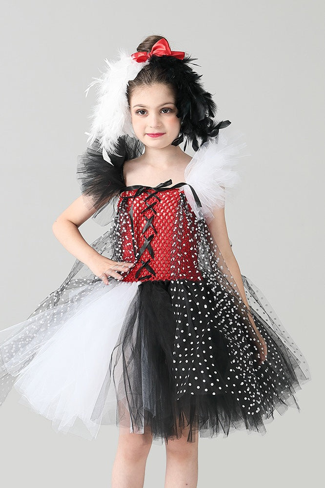 Black & White Witch Dress Kid Halloween Costume Main image