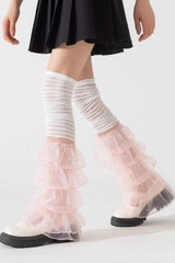 Y2K Edgy Lace Trim Slouch Leg Warmers