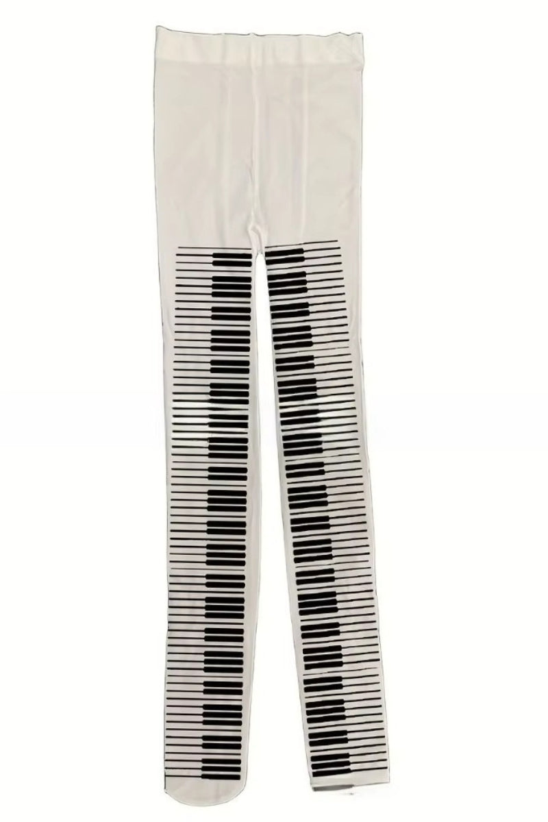 Music Note Print Thin Tights Secondary image